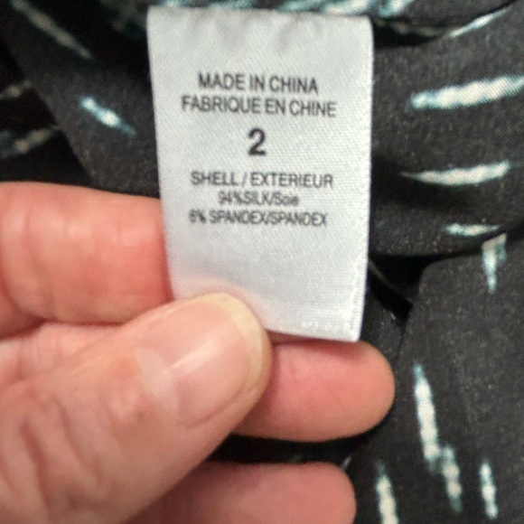 theory silk go go mini shift cocktail dress black abstract print size 2 XS - Picture 3 of 6